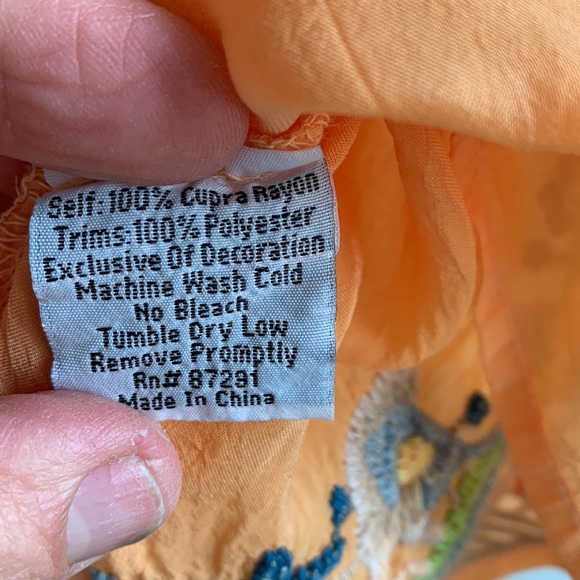 Johnny Was Embroidered Top Orange XS - Picture 6 of 7
